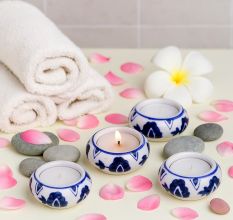 Modern Ceramic Tea Light Holder for Decor in Set of 4