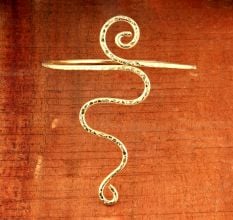 Gold Plated Spiral Brass Arm Bracelet - Adjustable Size