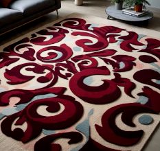 Handtufted Crimson Swirl Harmony Wool Rug