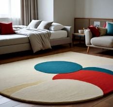Handtufted Abstract Color Circle Wool Rug