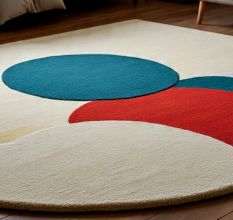 Handtufted Abstract Color Circle Wool Rug