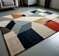 Handtufted Geometric Patchwork Wool Rug
