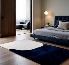Handtufted Navy Minimalist Wool Rug