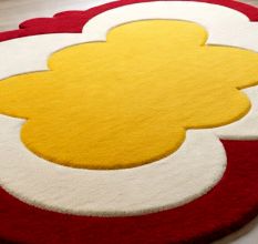 Handtufted Sunshine Blossom Round Wool Rug