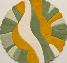Handtufted Verdant Swirl Petal Wool Rug
