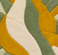 Handtufted Verdant Swirl Petal Wool Rug