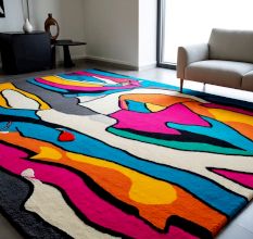 Handtufted Vivid Wave Abstract Wool Rug