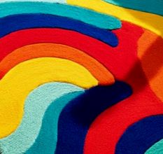 Handtufted Rainbow Wave Blob Wool Rug