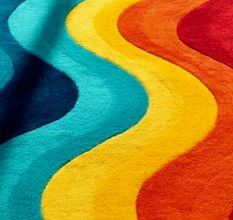 Handtufted Rainbow Wave Runner Wool Rug