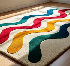 Handtufted Retro Wave Pastel Wool Rug
