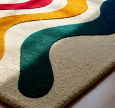 Handtufted Retro Wave Pastel Wool Rug