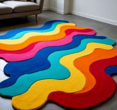 Handtufted Rainbow Ripple Layer Wool Rug