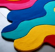 Handtufted Rainbow Ripple Layer Wool Rug