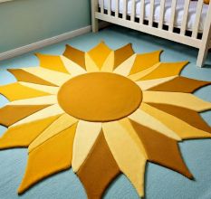Handtufted Golden Sunburst Play Wool Rug