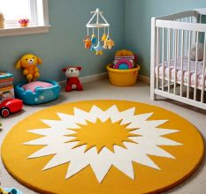 Handtufted Sunny Rayburst Play Wool Rug