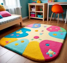 Handtufted Color Block Dotty Wool Rug