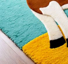 Handtufted Happy Cow Cartoon Wool Rug