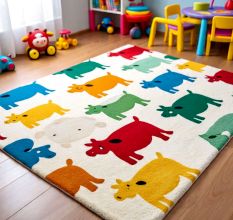 Handtufted Animal Jigsaw Play Wool Rug