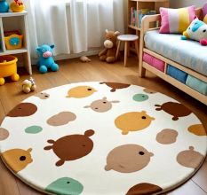 Handtufted Playful Critter Round Wool Rug