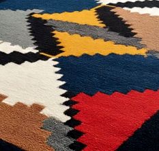 Handknotted Bold Tribal Kilim Wool Rug