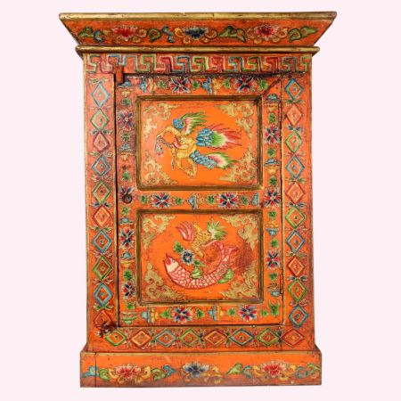 Handmade Wooden Box with Hand-Painted Bird & Fish Motifs