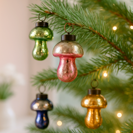 12 Pieces Vintage Distressed Glass Hanging Ornaments – Multicolor Christmas Tree Decorations