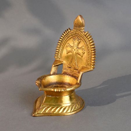 Vintage Brass South Indian Cross Design Pooja Diya