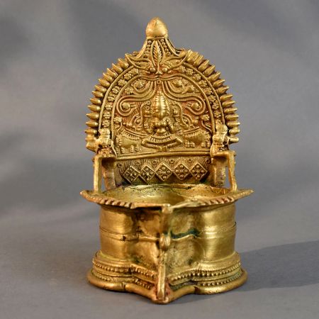 Vintage Handmade Brass South Indian Temple Style Pooja Diya
