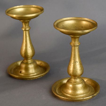 Vintage Brass Pair of Handmade Ghee Lamp Stands