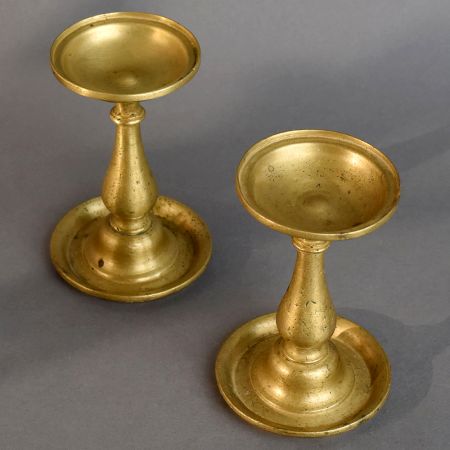 Vintage Brass Pair of Handmade Ghee Lamp Stands