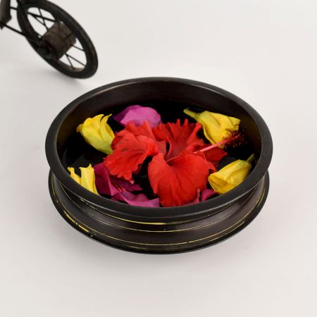 Handamde Rustic Round Brass Urli