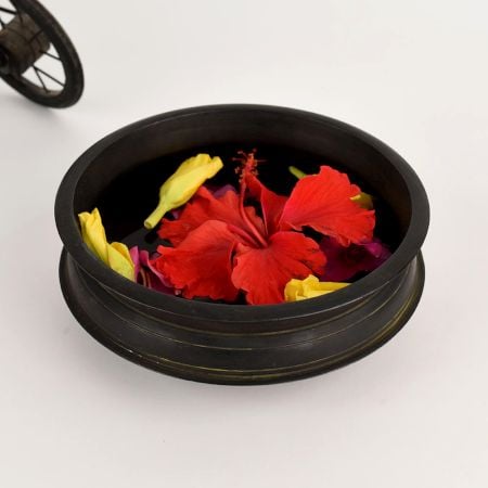 Heritage Flower Brass Urli for Decoration