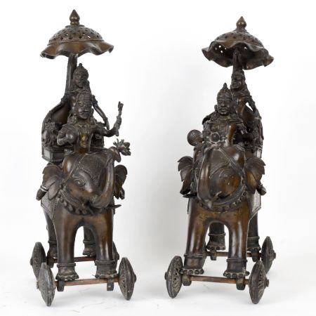 Divine Elephant Chariot Pair for Decoration