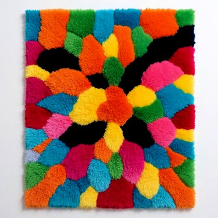 Handtufted Vibrant Petal Patch Wool Rug