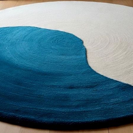 Handtufted Coastal Wave Round Wool Rug