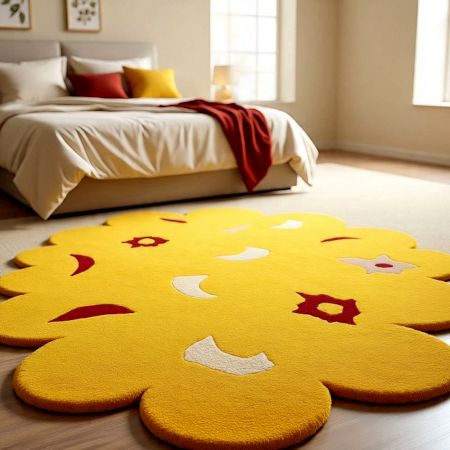 Handtufted Golden Blossom Play Wool Rug