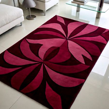 Handtufted Purple Petal Swirl Wool Rug
