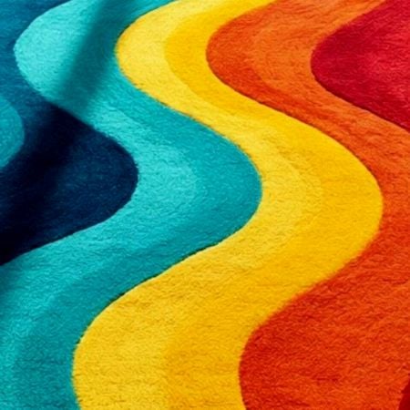Handtufted Rainbow Wave Runner Wool Rug