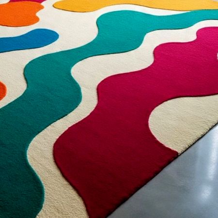 Handtufted Playful Waves Color Wool Rug