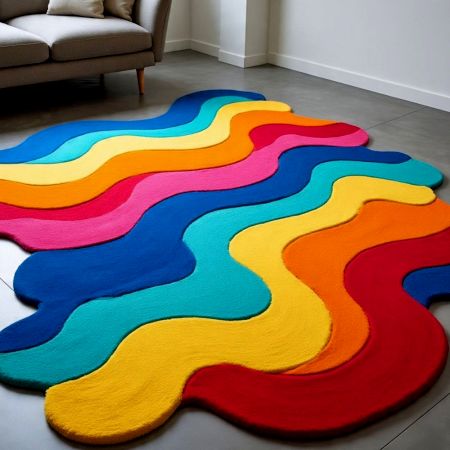Handtufted Rainbow Ripple Layer Wool Rug