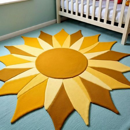 Handtufted Golden Sunburst Play Wool Rug