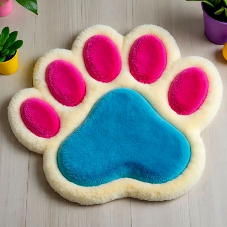 Handtufted Vibrant Pawprint Play Wool Rug