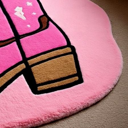 Handtufted Pink Cowboy Boot Wool Rug