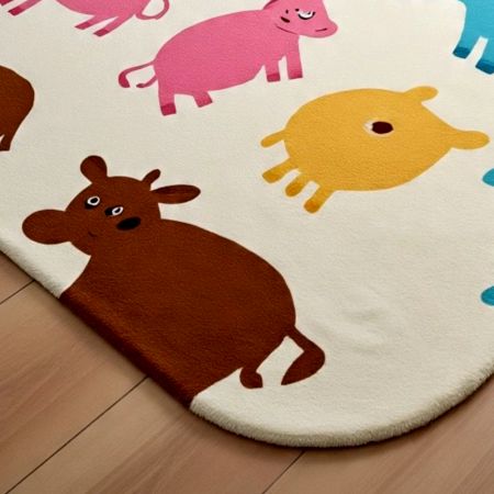 Handtufted Colorful Farm Friends Wool Rug