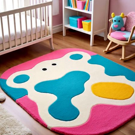 Handtufted Color Splash Amoeba Wool Rug