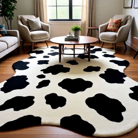 Handtufted Cow Print Cozy Wool Rug