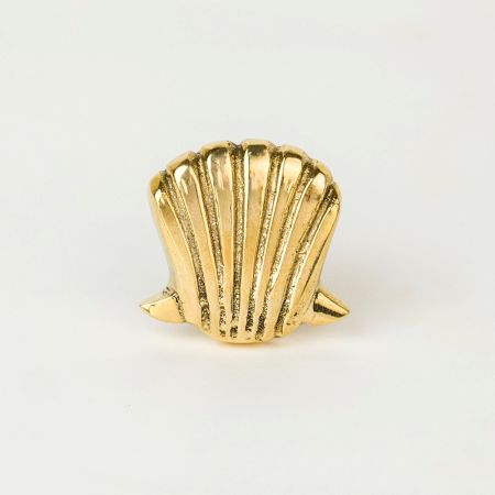 Handmade Golden Brass Scallop Shell Knob – Elegant Cabinet and Drawer Pull