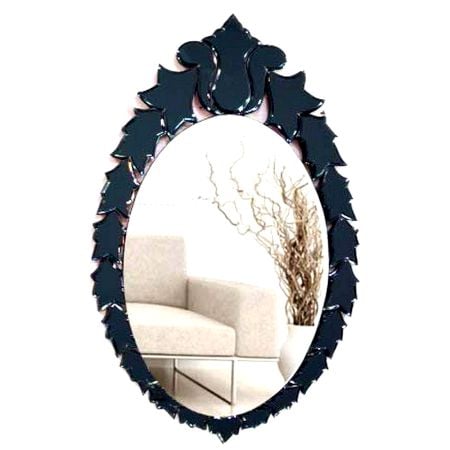 Ebony Leaf Oval Mirror
