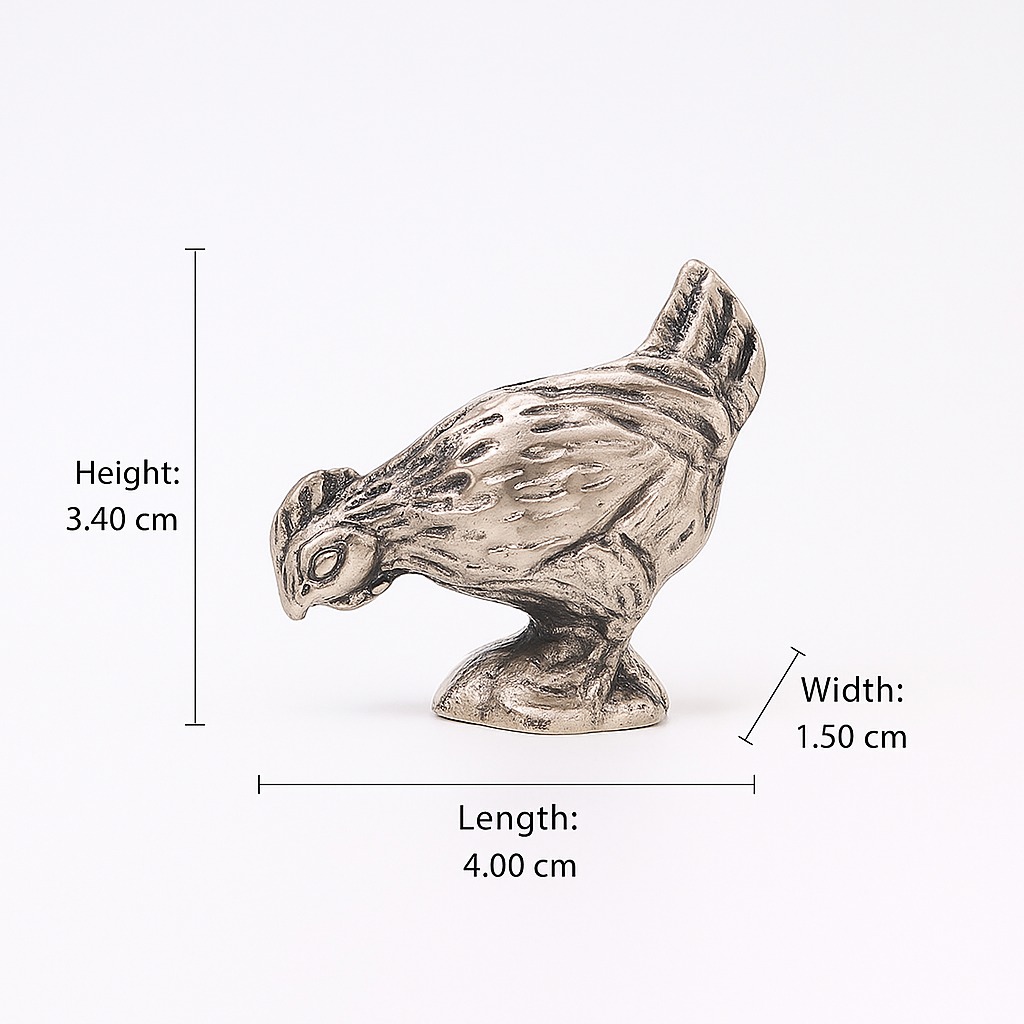 Silver Brass Hen Incense Stick Holder
