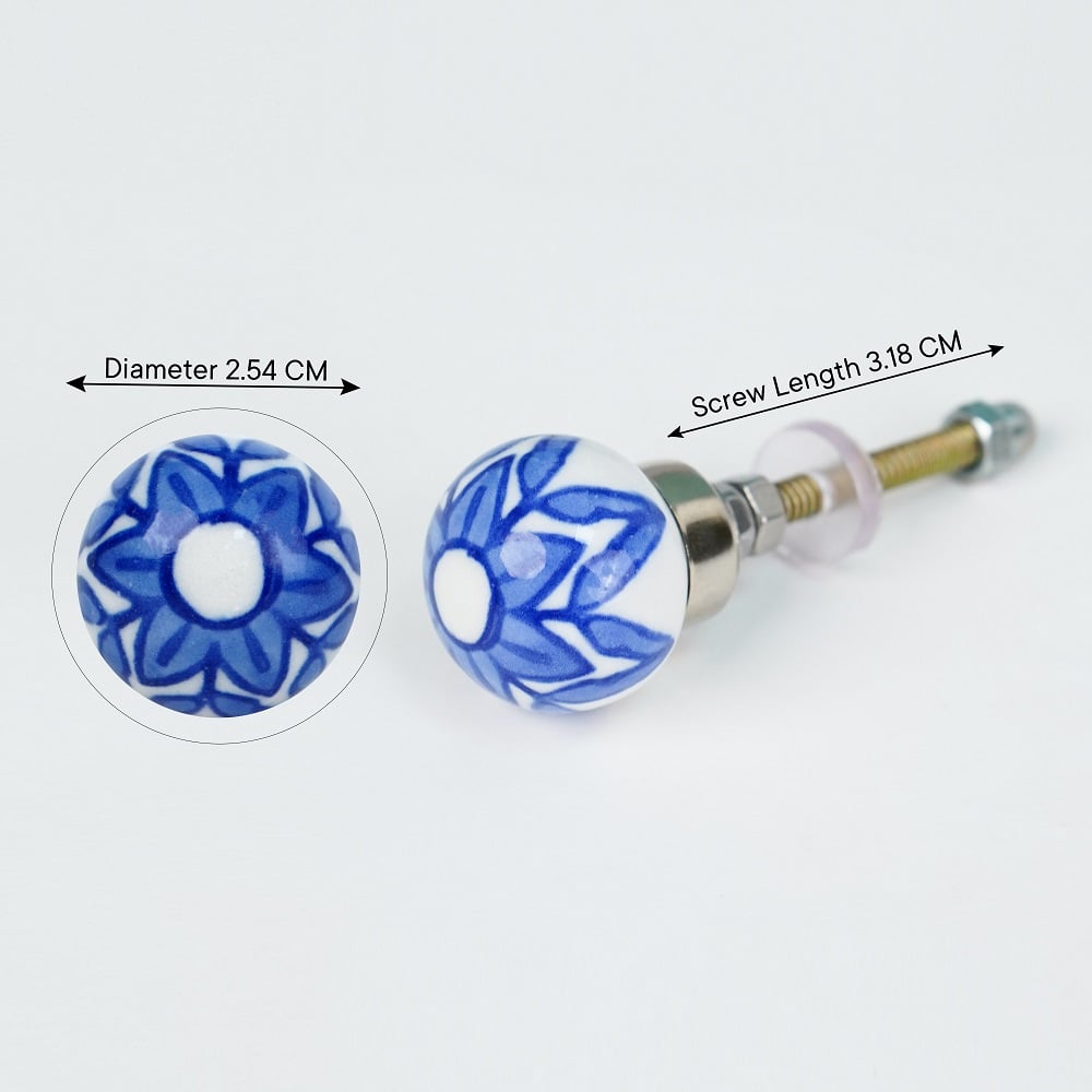 6 Pack Blue Ceramic Cabinet Knobs- Dresser Knobs